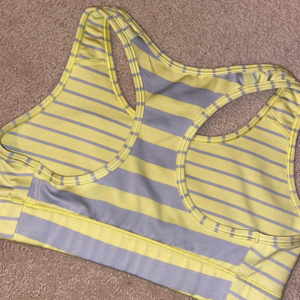 Nike Pro Yellow Striped Sports Bra - Picture 2 of 3